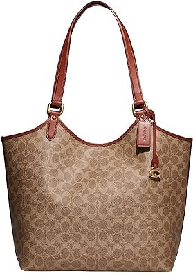 Coated Canvas Signature Day Tote Tan Rust